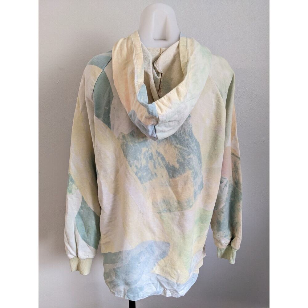 Baja East Size 1 Tie Dye Hoodie Pullover Green Yellow 100% Cotton Long Sleeves - Picture 7 of 10